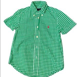 Ralph Lauren Boys Green White Gingham shirt sleeve shirt - Size 5
